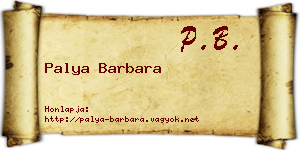 Palya Barbara névjegykártya